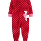 Carter's Baby Girl's Footed Fleece Reindeer Pajamas Red  Size 12 Months
