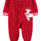 Carter's Baby Girl's Footed Fleece Reindeer Pajamas Red  Size 12 Months
