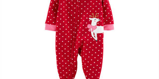Carter's Baby Girl's Footed Fleece Reindeer Pajamas Red  Size 12 Months