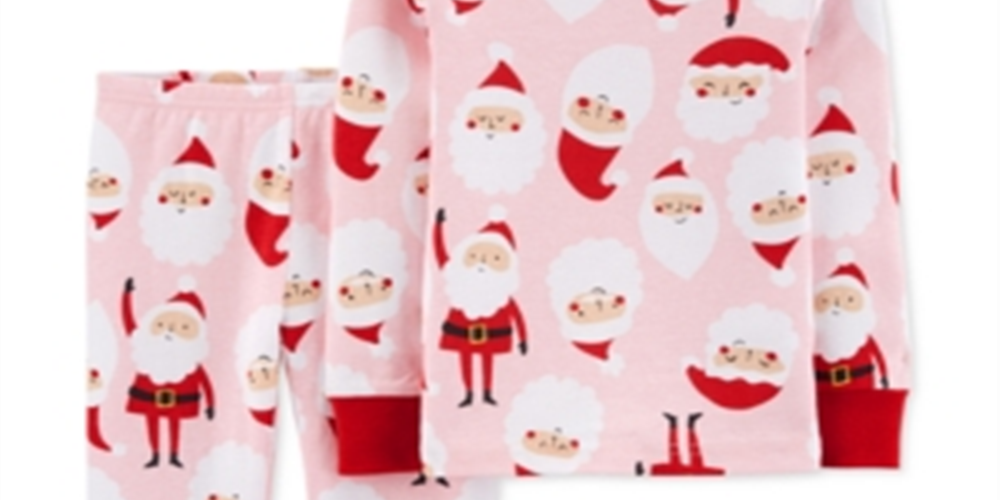 Carter's Baby Girl's 2 Pc Cotton Santa Pajamas Set Pink Size 12MOS