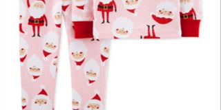 Carter's Baby Girl's 2 Pc Cotton Santa Pajamas Set Pink Size 12MOS