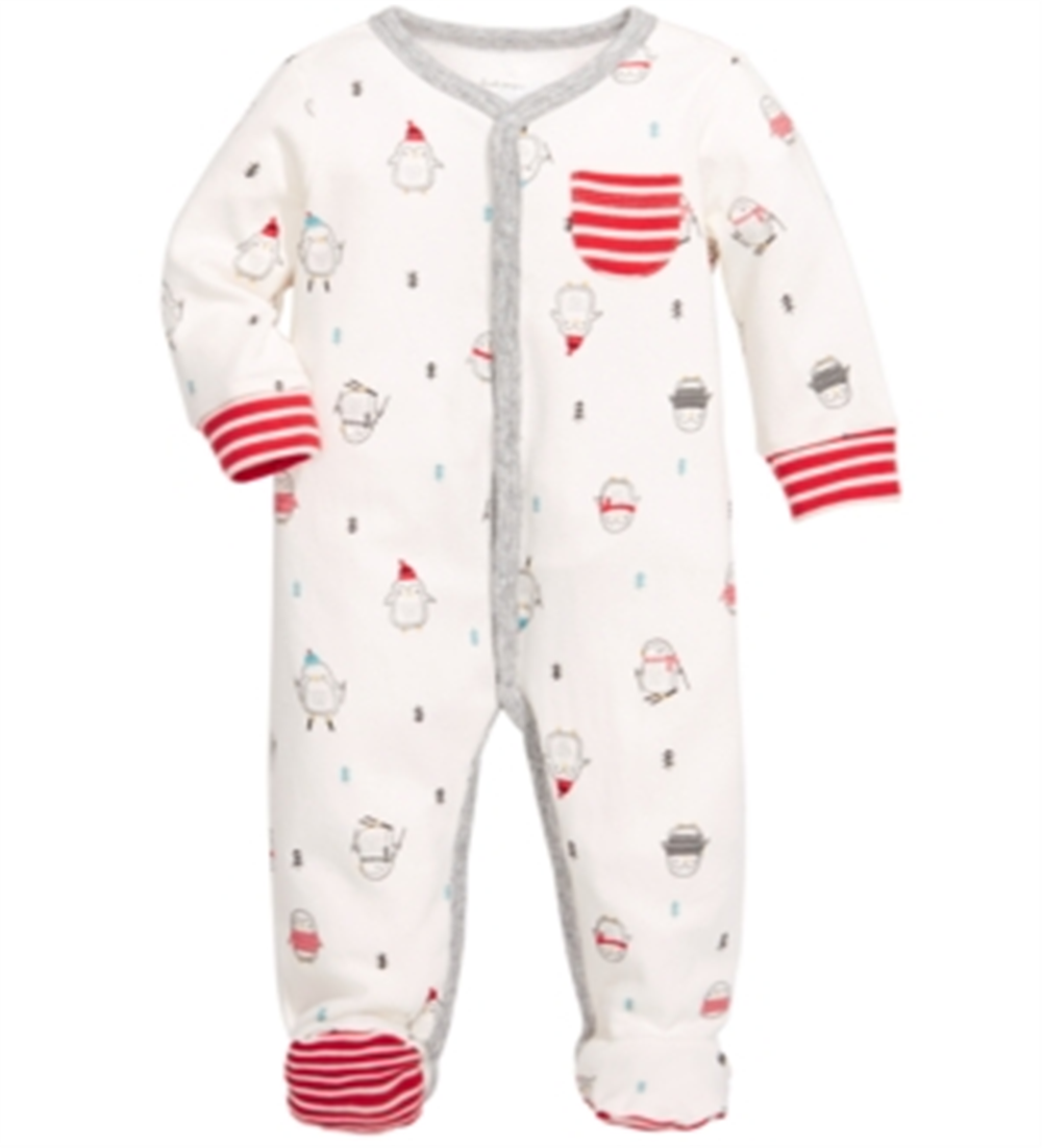 First Impressions Baby Boy's Cotton Penguin Footed Coverall Various White Size 3-6MOS