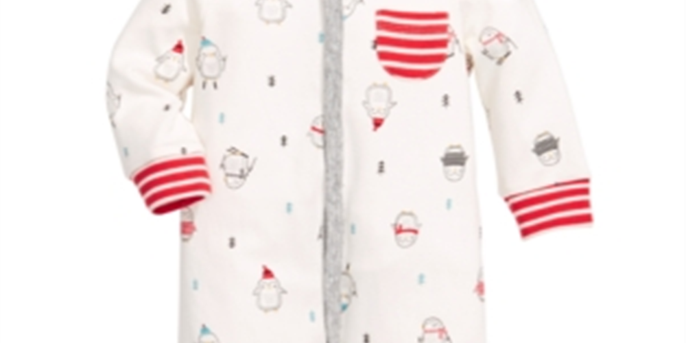 First Impressions Baby Boy's Cotton Penguin Footed Coverall Various White Size 3-6MOS