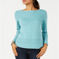 Karen Scott Women's Cotton Boat Neck Sweater Blue Size X-Small