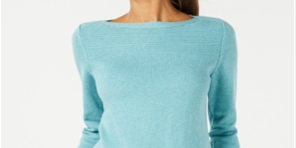Karen Scott Women's Cotton Boat Neck Sweater Blue Size X-Small