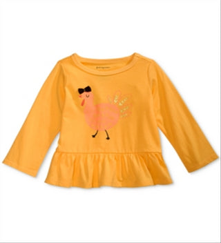 First Impressions Baby Girl's Cotton Gobble Peplum Hem T-Shirt Yellow Size 3-6MOS
