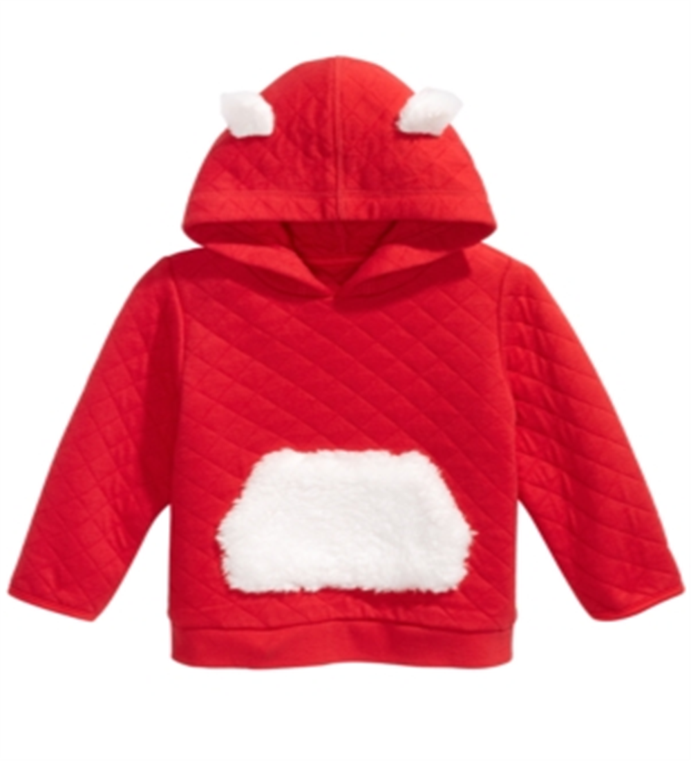 First Impressions Baby Boy's Faux Fur Trim Quilted Hoodie Red Size 12MOS
