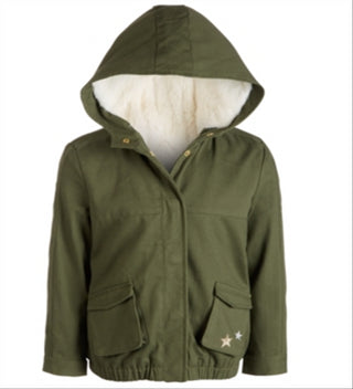 Epic Threads Little Girl's Glitter Star Hooded Jacket Green Size 5