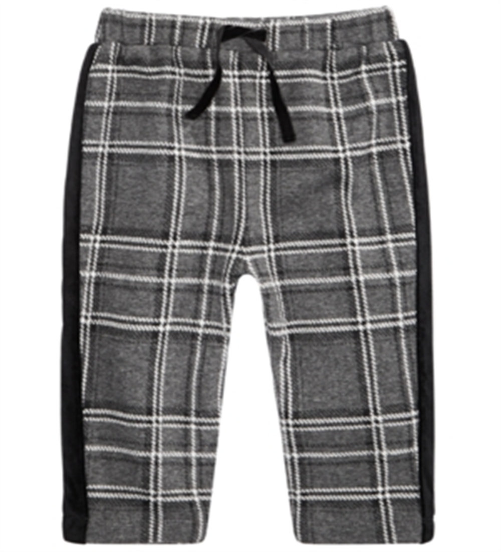 First Impressions Baby Boy's Velvet Stripe Plaid Pants Gray Size 12MOS