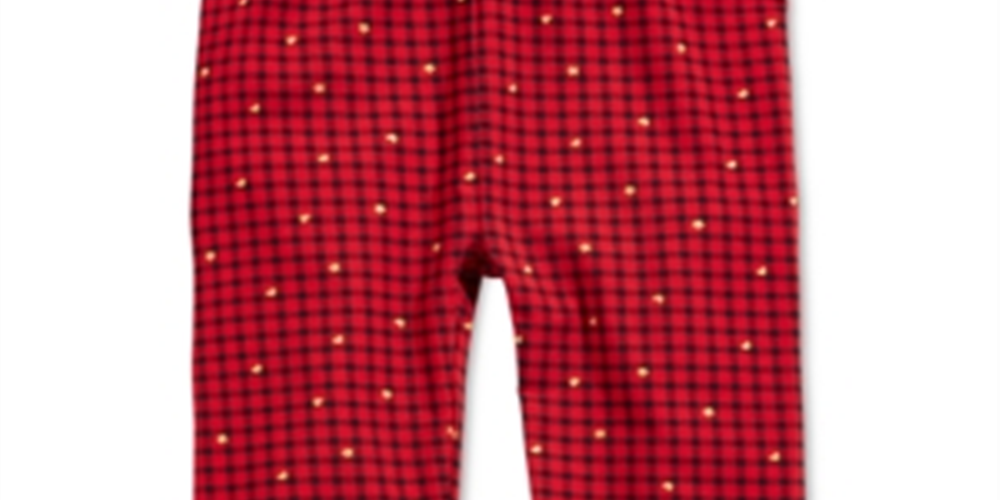 First Impressions Toddler Girl's Cotton Glitter Print Check Leggings Red Size 4T