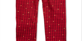 First Impressions Toddler Girl's Cotton Glitter Print Check Leggings Red Size 4T