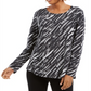 Style & CoWomen's Long Sleeve Printed Shirt Black Size Small