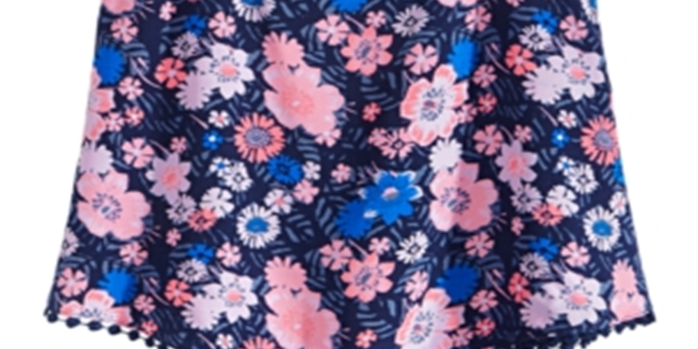 Epic Threads Big Girl's Floral Print Diamond Challis Tank Top Blue Size Large