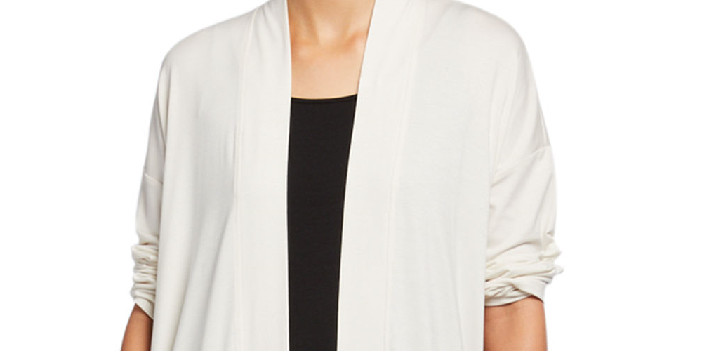 Eileen Fisher Women's Tencel Open Front Cardigan White Size Large