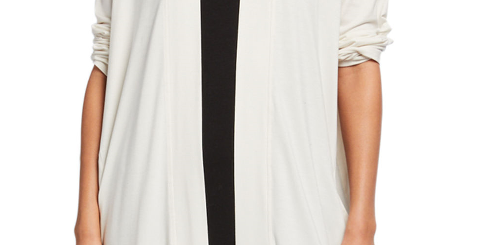 Eileen Fisher Women's Tencel Open Front Cardigan White Size Large