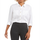 Charter Club Women's Woven Solid Tencel Shirt White Size Small