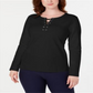 Karen Scott Women's Sport Lace up Sweatshirt Black Size Large