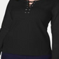 Karen Scott Women's Sport Lace up Sweatshirt Black Size Large