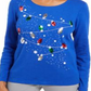 Karen Scott Women's Embellished Cotton Top Blue Size Small