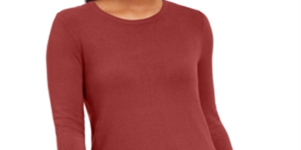 JM Collection Women's Button Cuff Crewneck Sweater Red Size X-Large