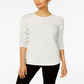 Karen Scott Women's Long Sleeve Curved Hem Sweater White Size Petite L