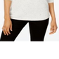Karen Scott Women's Long Sleeve Curved Hem Sweater White Size Petite L