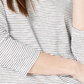 Maison Jules Women's Striped 3/4 Sleeve Shirt White Size Small