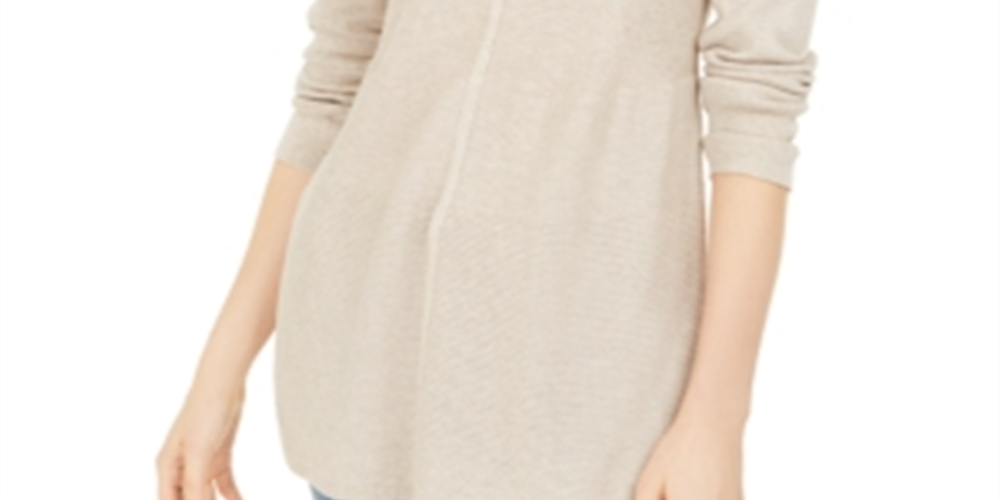 Style & Co Women's Mixed Stitch Tunic Sweater Beige Size PP