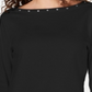 Karen Scott Women's Studded Boat Neck Cotton Top Black Size Petite Medium