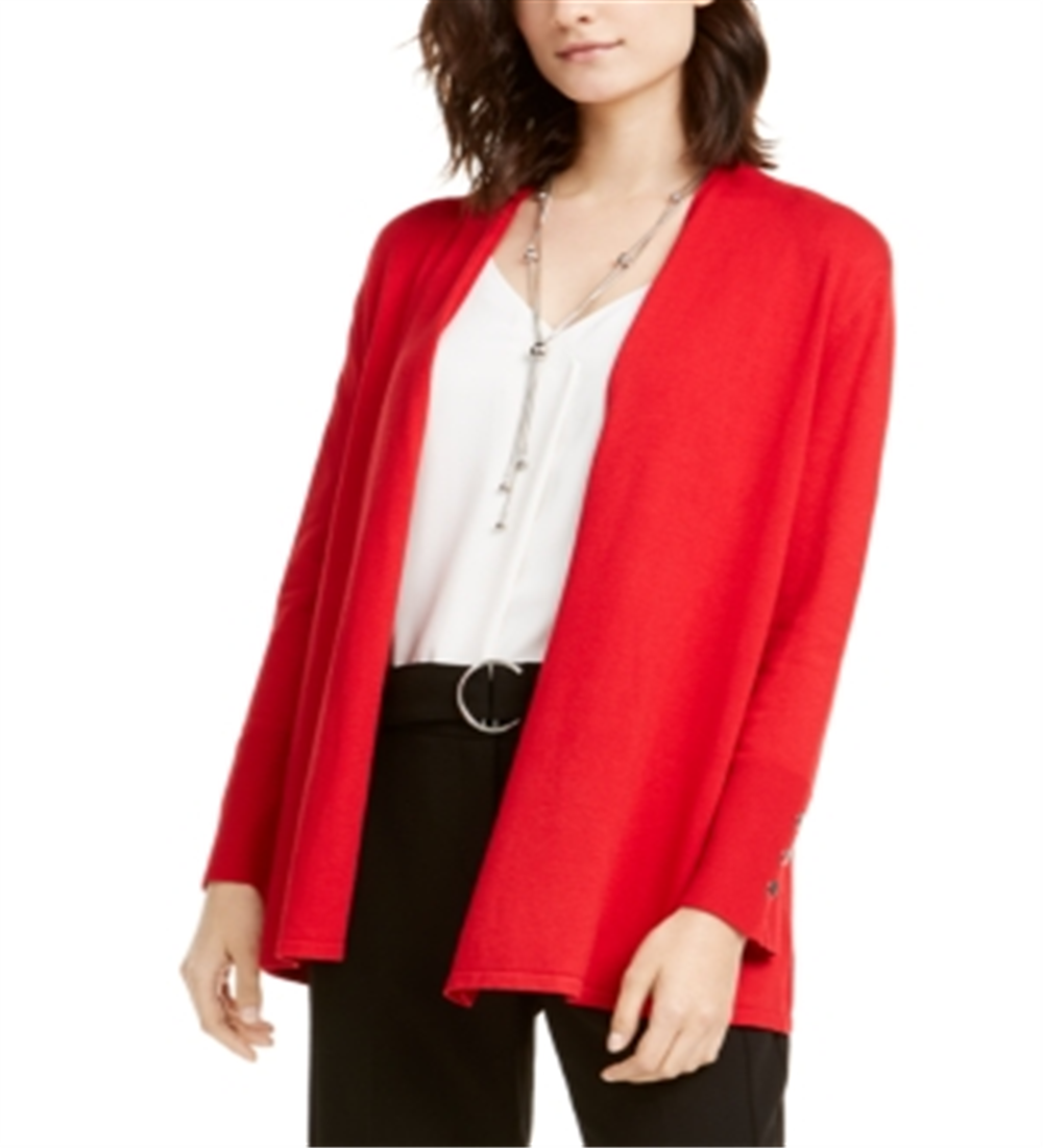 Alfani Women's Snap Sleeve Open Cardigan Red Size Medium