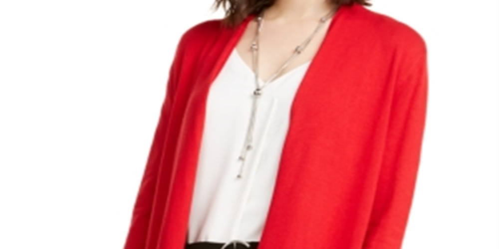 Alfani Women's Snap Sleeve Open Cardigan Red Size Medium