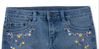 Levi's Little Girl's Side Slit Embroidered Denim Shorts Blue Size 6X