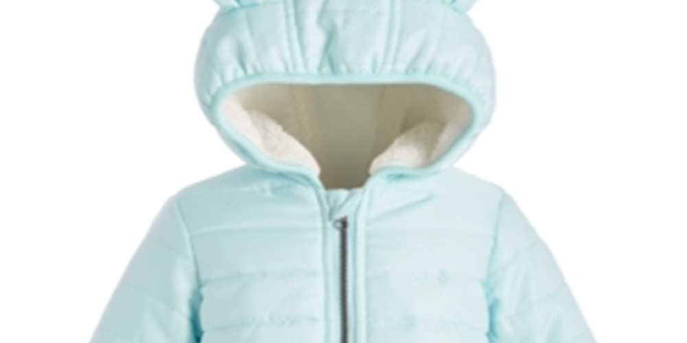 First Impressions Baby Boy's Fur Lined Hooded Bear Puffer Jacket Blue Size 6-9MOS
