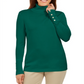 JM Collection Women's Stud Sleeve Pullover Turtleneck Sweater Green Size Medium