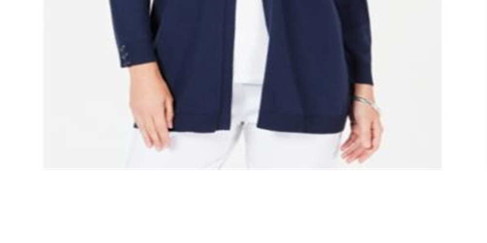 Karen Scott Women's Open Front Cardigan Blue Size Petite Medium