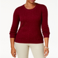 Karen Scott Women's Cable Knit Scoop Neck Sweater Merlot Size -Petite S/M
