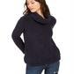 Style & Co Women's Faux-Sherpa Cowlneck Sweater Navy  Size Petite S