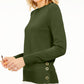 Michael Kors Women's Long Sleeve Crew Neck Top Green Size Medium