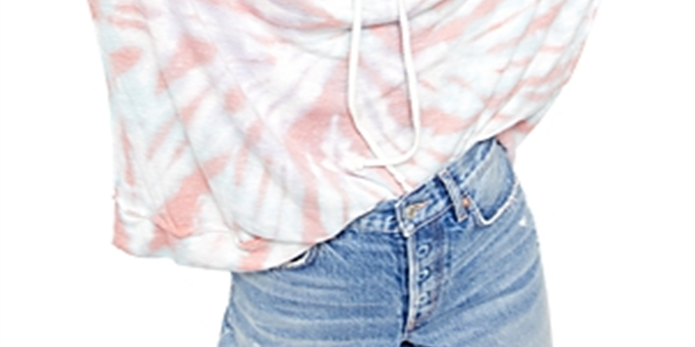 Free People Women's Tie Dye Long Sleeve Crew Neck Sweater White Size Large