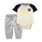 Carter's Baby Boy's 2 Pc Colorblocked Bodysuit & Jogger Pants White Size 18 Months