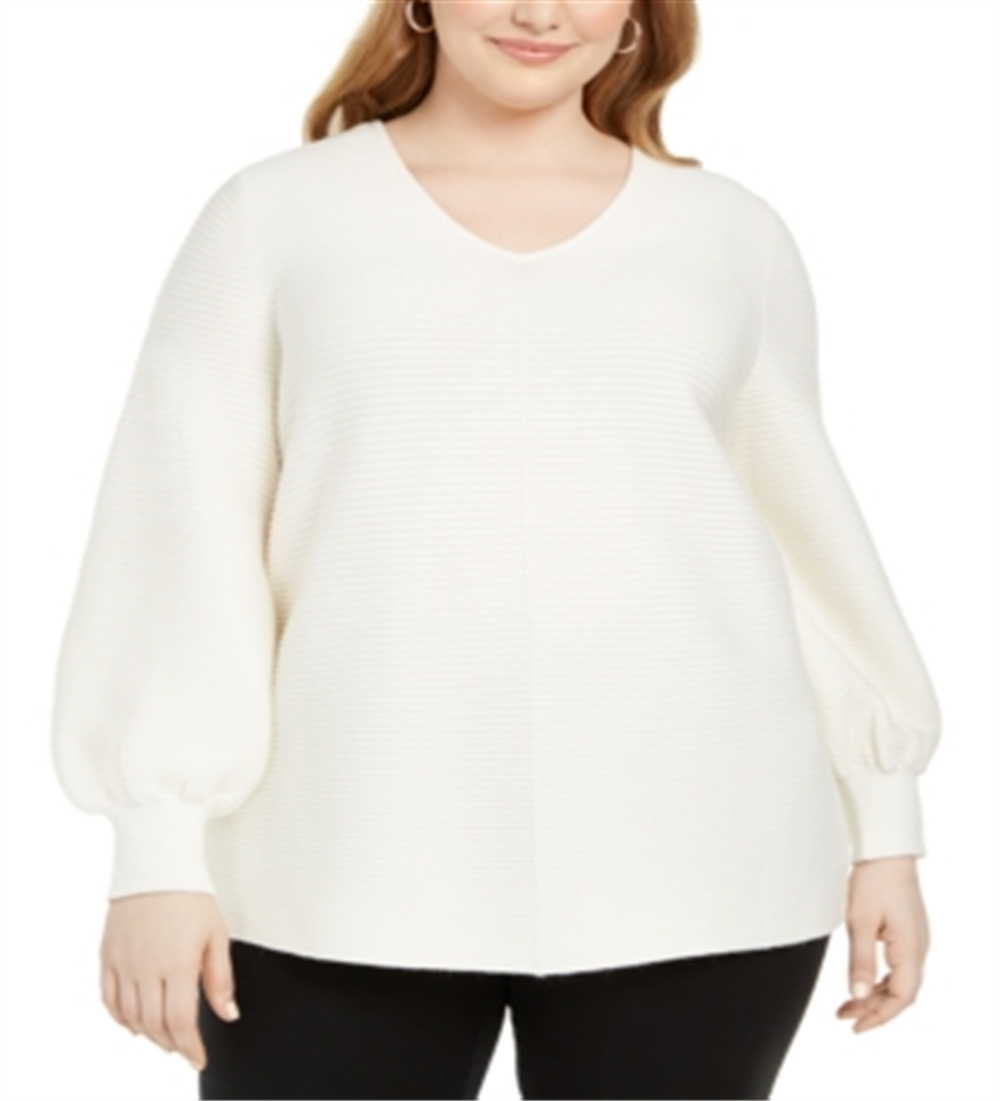 Alfani Women's Plus Ottoman Stitch Sweater Cloud Size 0X