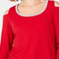 JM Collection Women's Embellished Cold Shoulder Top Red Size Petite S
