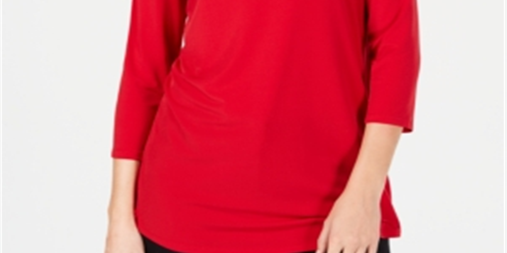 JM Collection Women's Embellished Cold Shoulder Top Red Size Petite S