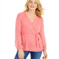 Charter Club Women's Clip Dot Wrap Top Red Size Large