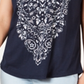 Style & Co Women's Graphic Print V Neck Top Blue Size X-Small