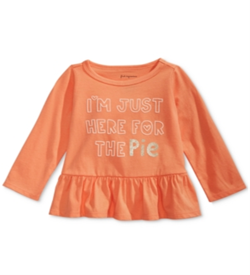 First Impressions Baby Girl's Cotton Pie Peplum Hem T-Shirt Orange Size 0-3 M