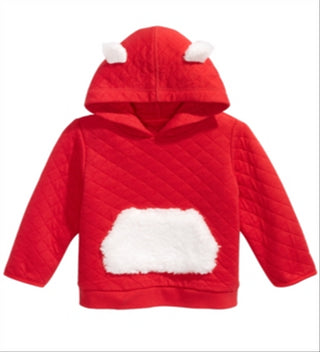 First Impressions Baby Boy's Faux Fur Trim Quilted Hoodie Red Size 24MOS