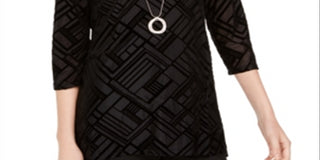 JM Collection Women's Velvet Necklace Top Black Size Medium