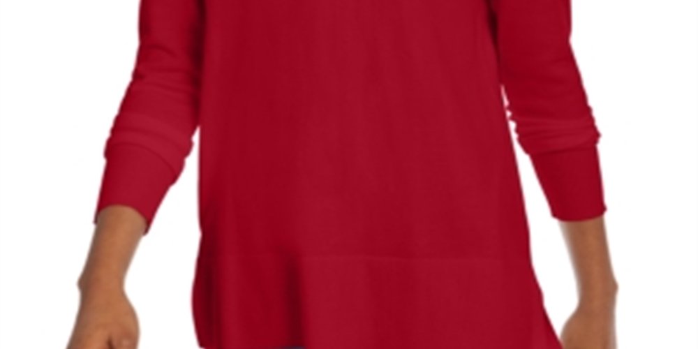 Maison Jules Women's V Neck Sweater Red Size Medium