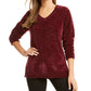 Karen Scott Women's Long Sleeve Sweater Red Size Petite X-Large